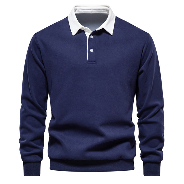 Męski sweter polo – Lorenzo-ciemnoniebieski-S-Trend Polska