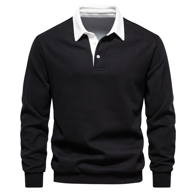Męski sweter polo – Lorenzo-Czarny-S-Trend Polska