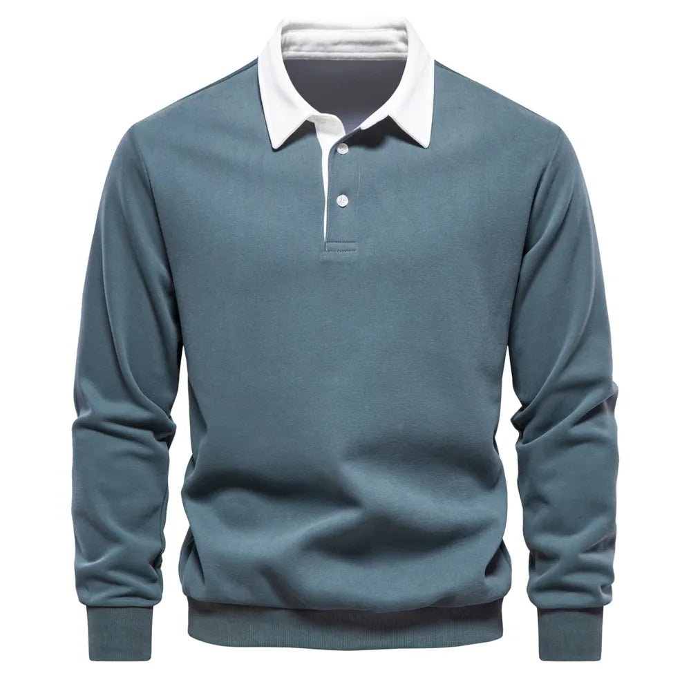 Męski sweter polo z długim rękawem - Rafael-Zielony-S-Trend Polska