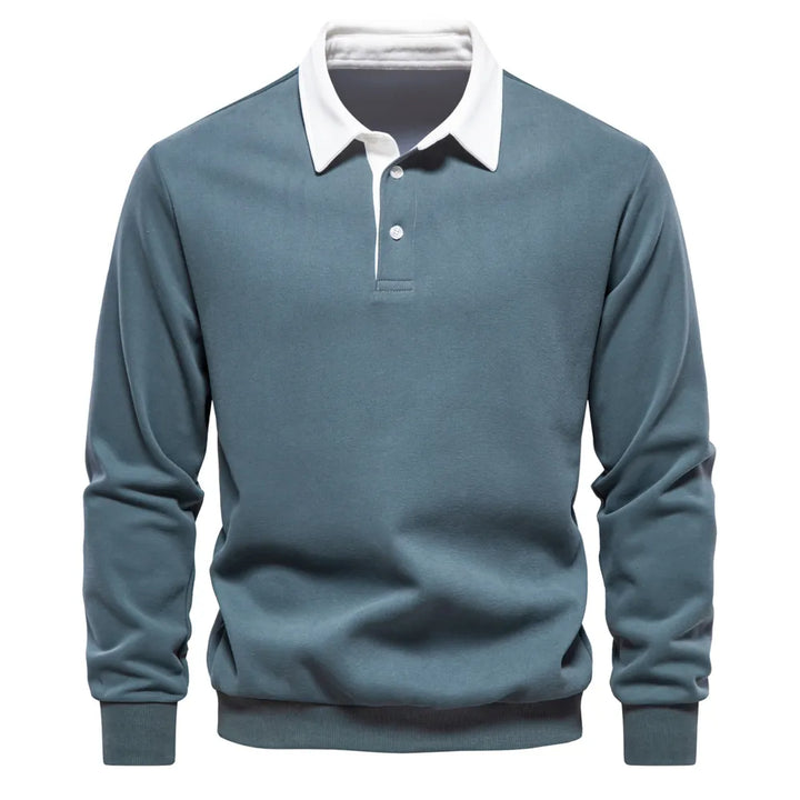 Męski sweter polo z długim rękawem - Rafael-Zielony-S-Trend Polska
