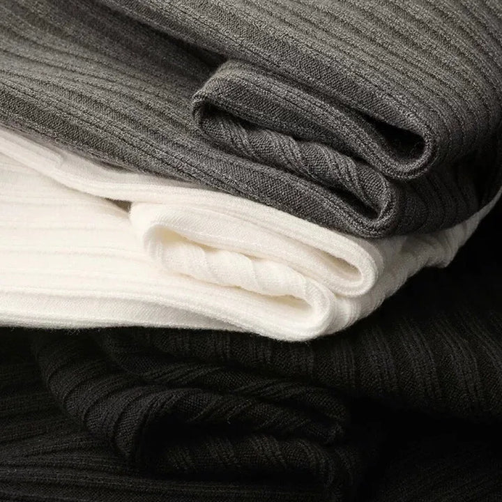 Męski sweter polo z merino z zamek błyskawiczny - Ethan-Czarny-M-Trend Polska