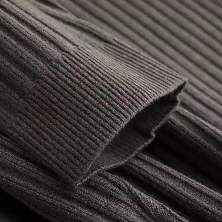 Męski sweter polo z merino z zamek błyskawiczny - Ethan-Czarny-M-Trend Polska