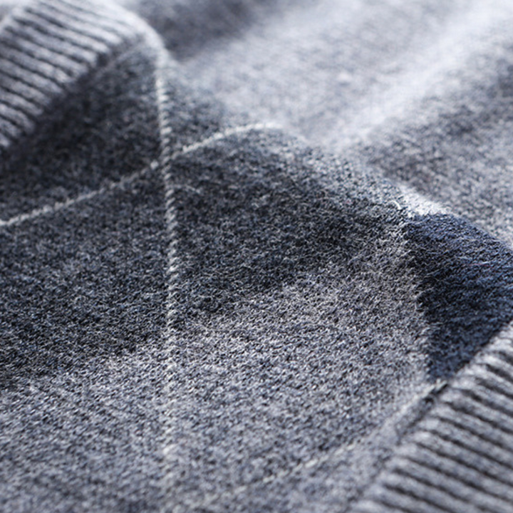 Męski sweter z eleganckim wzorem argyle - Felix-ciemnoszary-S-Trend Polska