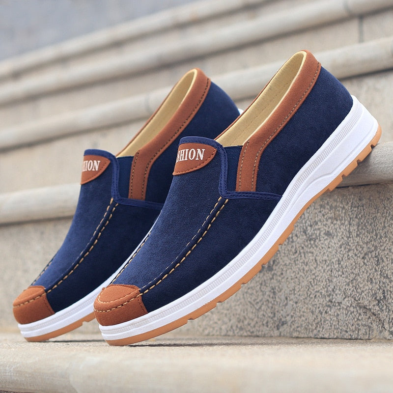 Męskie buty slip-on z płótna – Matteo-Niebieski-39-Trend Polska