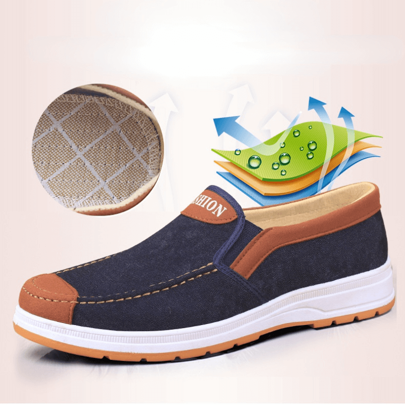 Męskie buty slip-on z płótna – Matteo-Niebieski-39-Trend Polska