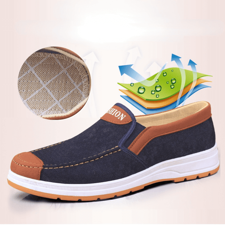 Męskie buty slip-on z płótna – Matteo-Niebieski-39-Trend Polska