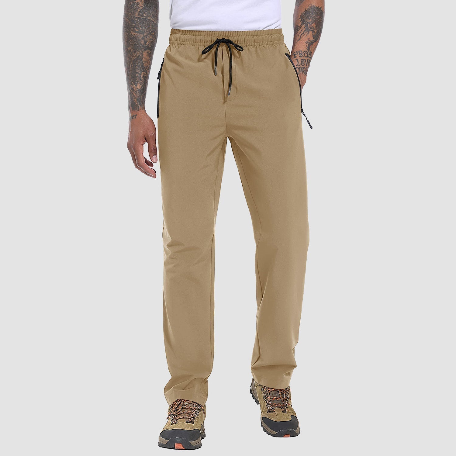 Męskie elastyczne i szybko schnące spodnie trekkingowe - Logan-Khaki-S-Trend Polska