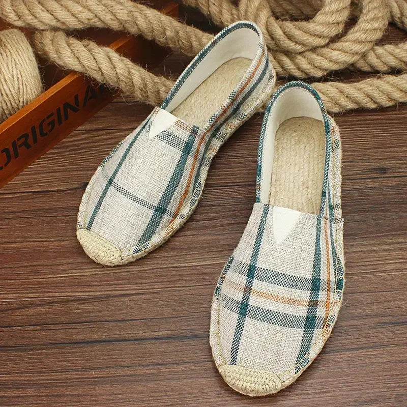 Męskie espadryle z grafiką – Elio-Beżowy Niebieski-39-Trend Polska
