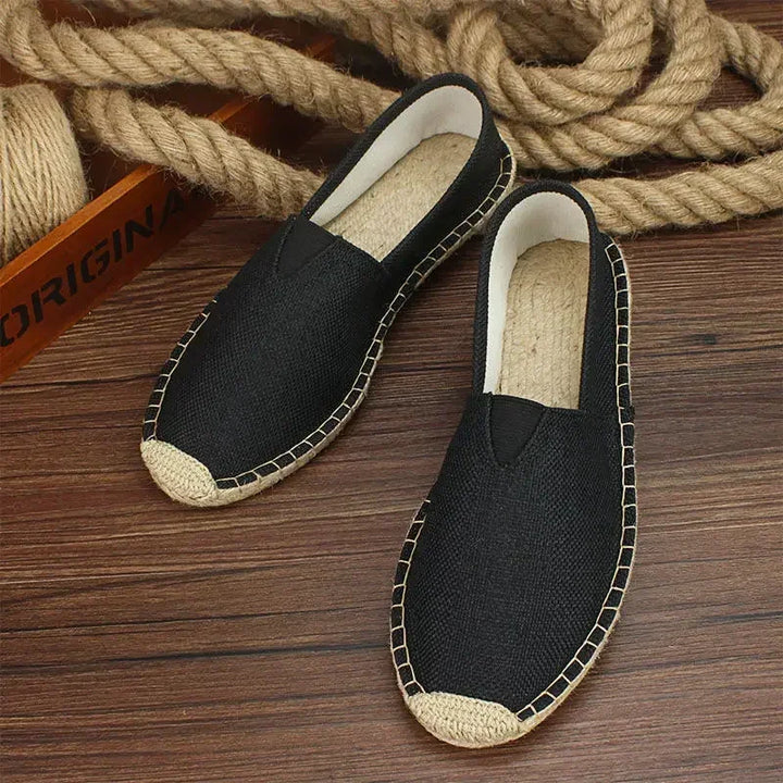 Męskie espadryle z grafiką – Elio-Czarny-45-Trend Polska