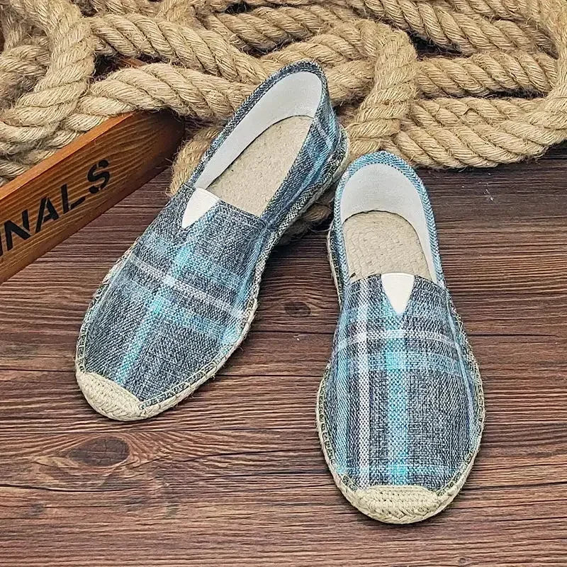 Męskie espadryle z grafiką – Elio-Szary Niebieski-39-Trend Polska