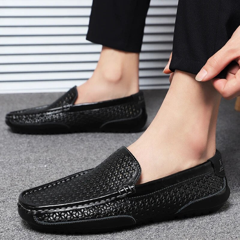 Męskie skórzane loafersy – Damiano-Czarny-1-39-Trend Polska
