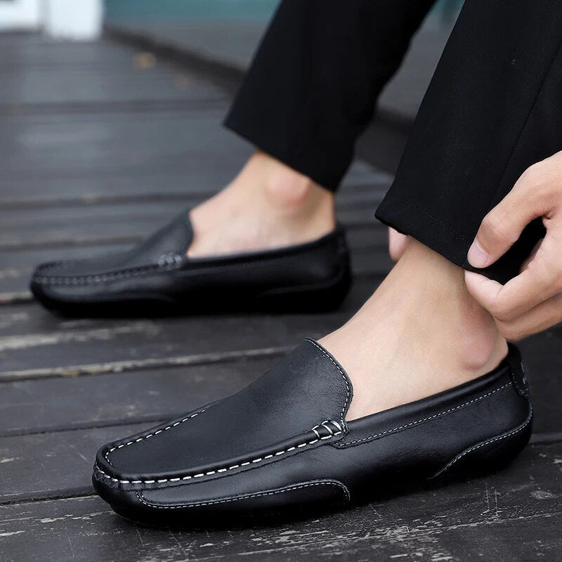 Męskie skórzane loafersy – Damiano-Czarny-2-39-Trend Polska