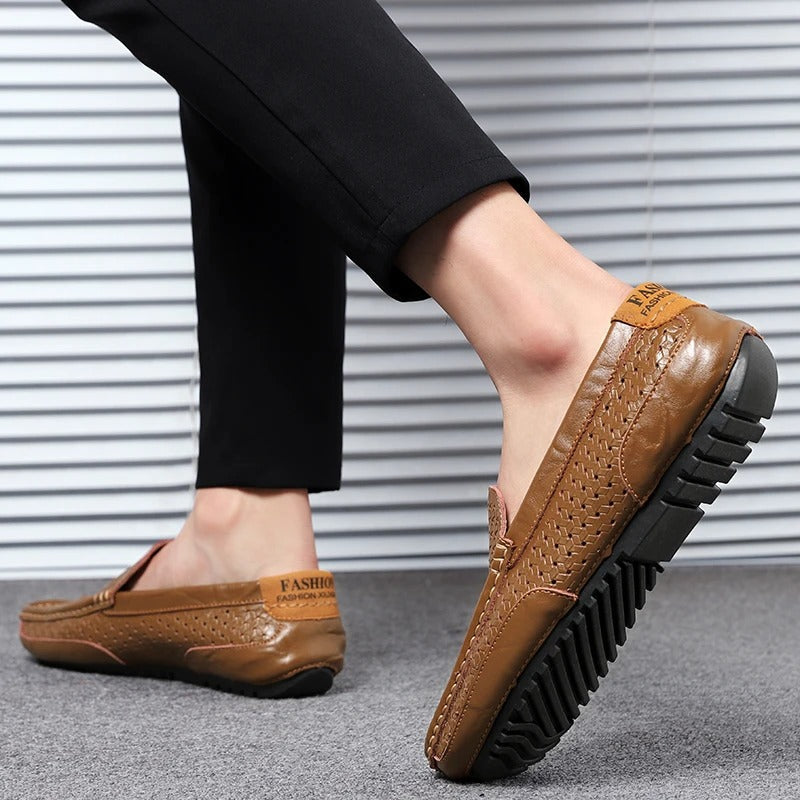 Męskie skórzane loafersy – Damiano-Niebieski-1-39-Trend Polska