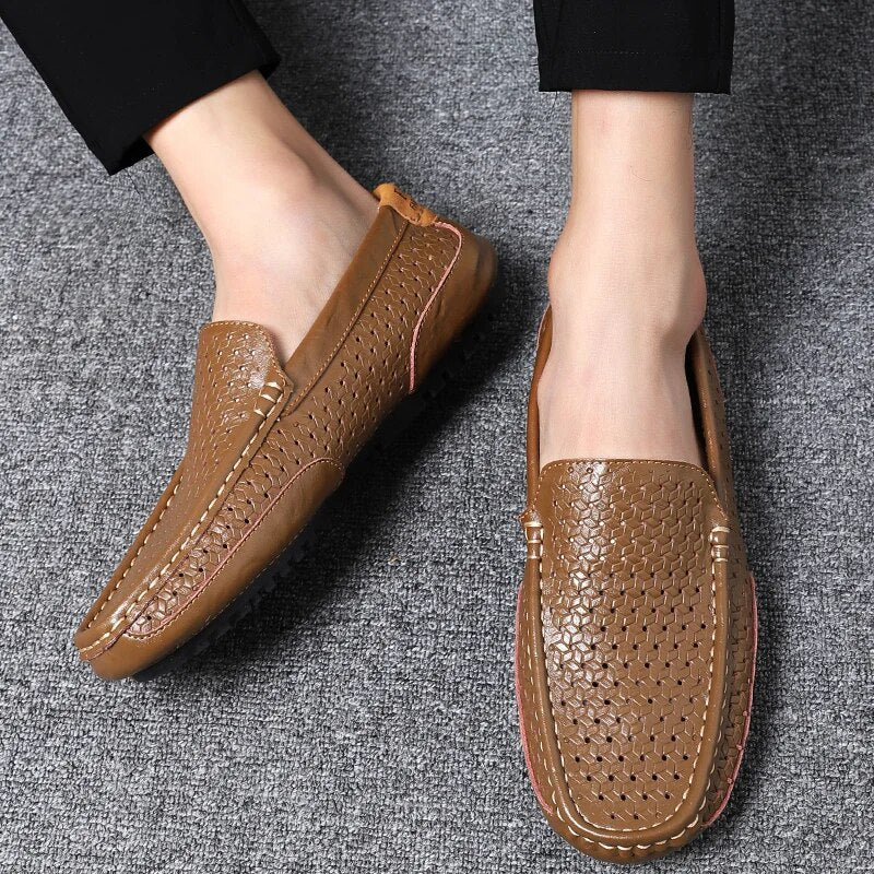 Męskie skórzane loafersy – Damiano-Niebieski-1-39-Trend Polska