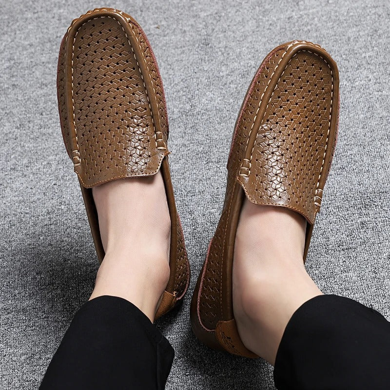Męskie skórzane loafersy – Damiano-Niebieski-1-39-Trend Polska