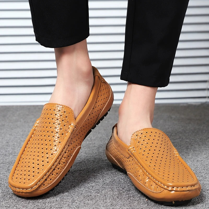Męskie skórzane loafersy – Damiano-Niebieski-1-39-Trend Polska