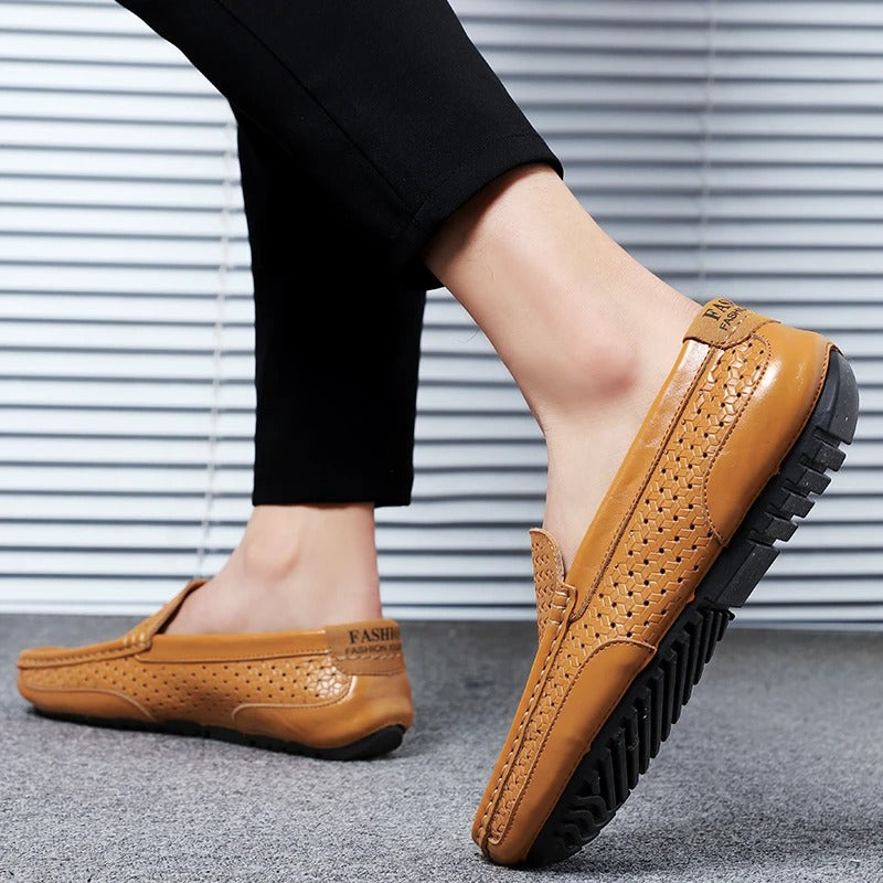 Męskie skórzane loafersy – Damiano-Niebieski-1-39-Trend Polska