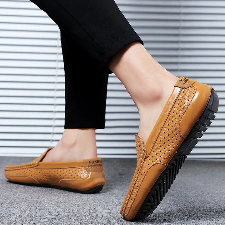 Męskie skórzane loafersy – Damiano-Niebieski-1-39-Trend Polska