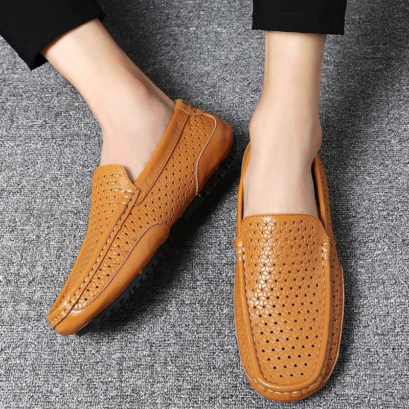 Męskie skórzane loafersy – Damiano-Niebieski-1-39-Trend Polska