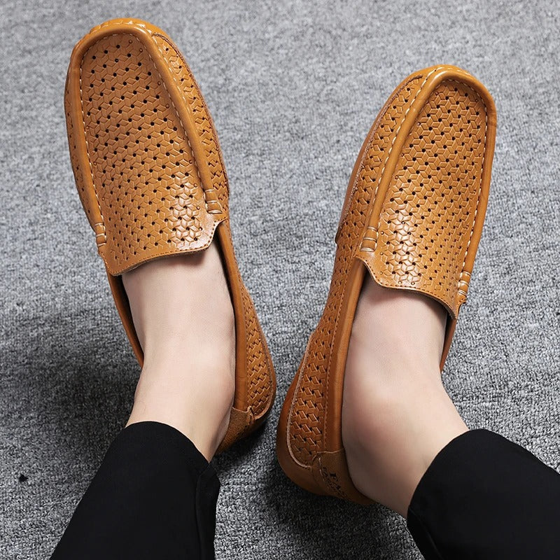 Męskie skórzane loafersy – Damiano-Niebieski-1-39-Trend Polska