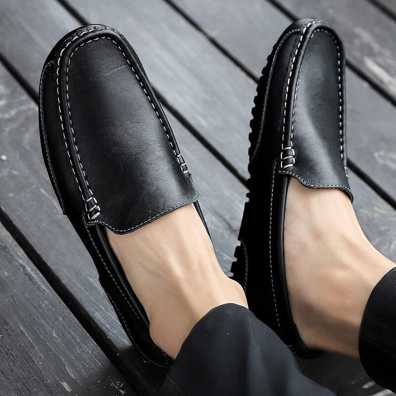 Męskie skórzane loafersy – Damiano-Niebieski-1-39-Trend Polska