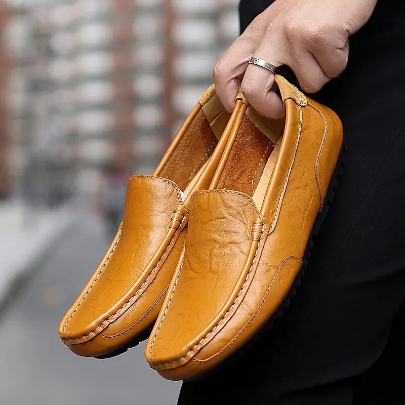 Męskie skórzane loafersy – Damiano-Niebieski-1-39-Trend Polska