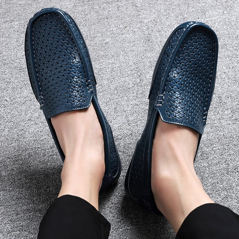 Męskie skórzane loafersy – Damiano-Niebieski-1-39-Trend Polska