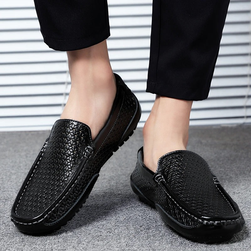 Męskie skórzane loafersy – Damiano-Niebieski-1-39-Trend Polska