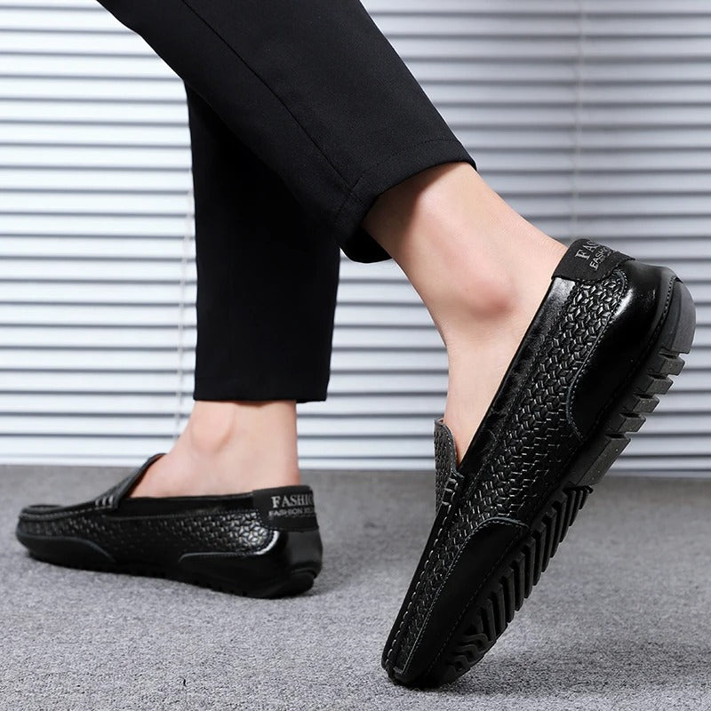 Męskie skórzane loafersy – Damiano-Niebieski-1-39-Trend Polska