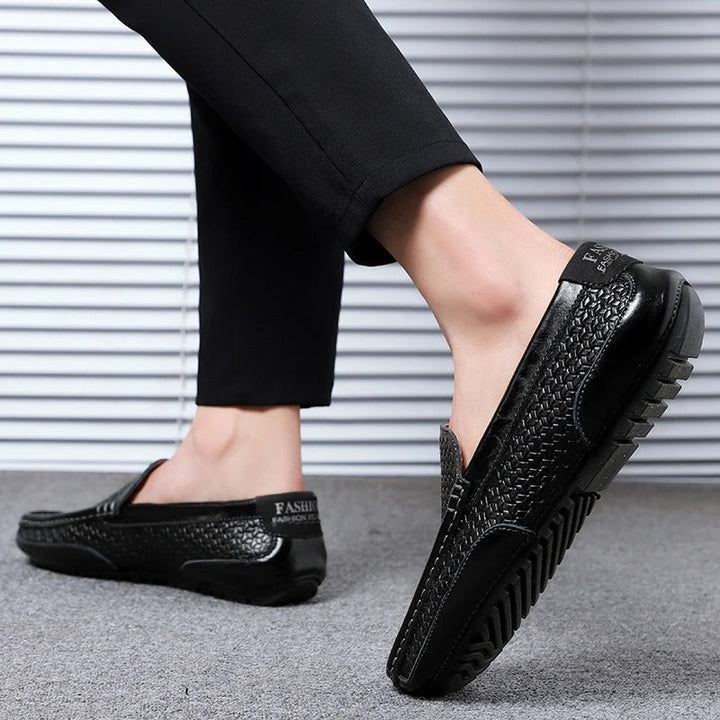 Męskie skórzane loafersy – Damiano-Niebieski-1-39-Trend Polska