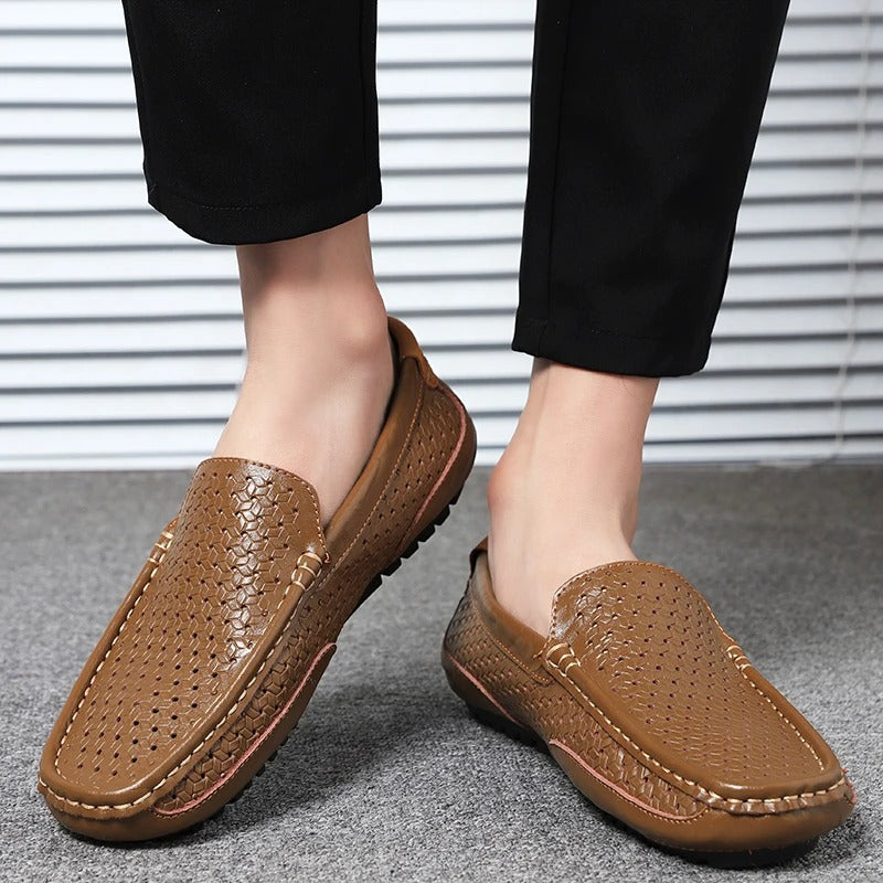 Męskie skórzane loafersy – Damiano-Niebieski-1-39-Trend Polska