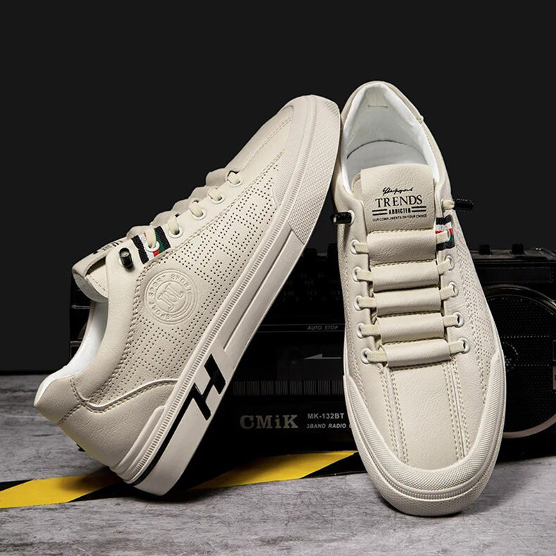 Męskie sneakersy z perforowanej skóry o lekkiej konstrukcji – Ethan-Khaki-39-Trend Polska