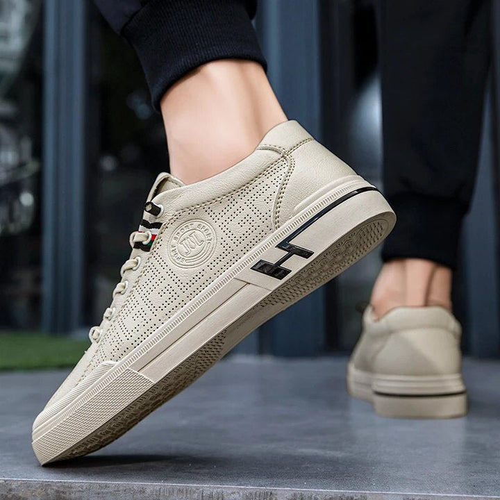 Męskie sneakersy z perforowanej skóry o lekkiej konstrukcji – Ethan-Biały-39-Trend Polska
