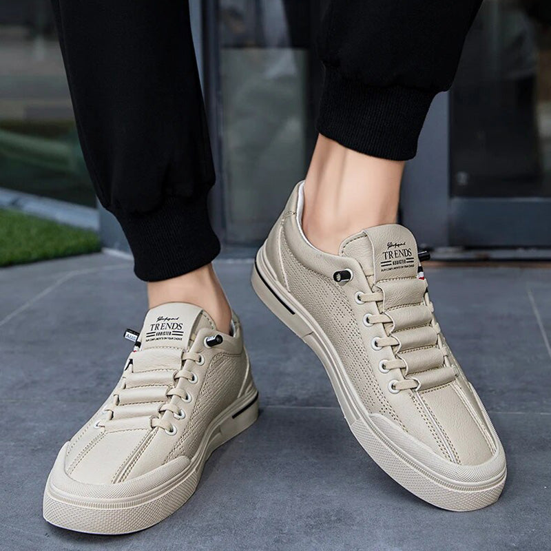 Męskie sneakersy z perforowanej skóry o lekkiej konstrukcji – Ethan-Biały-39-Trend Polska