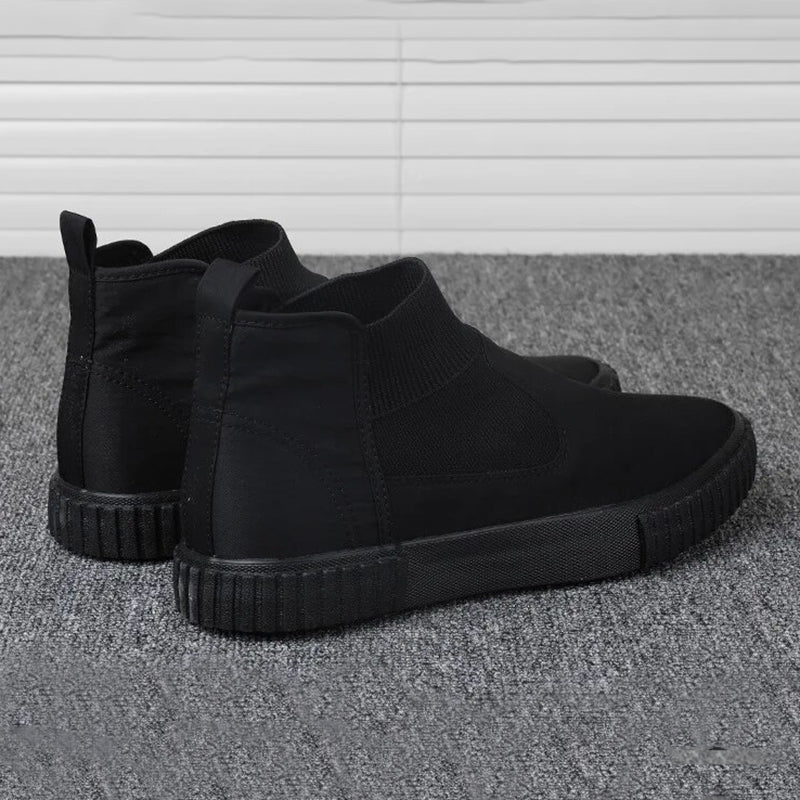Męskie sneakersy z płótnem w stylu high-top – Lennard-Czarny-39-Trend Polska