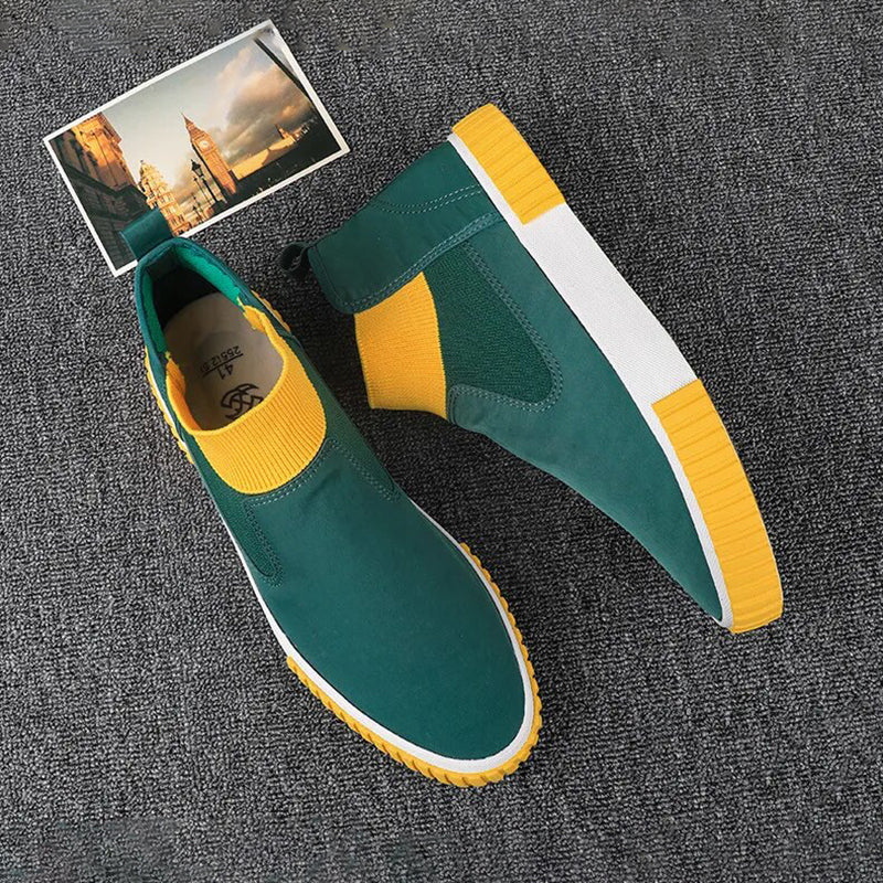 Męskie sneakersy z płótnem w stylu high-top – Lennard-Czarny Czerwony-39-Trend Polska