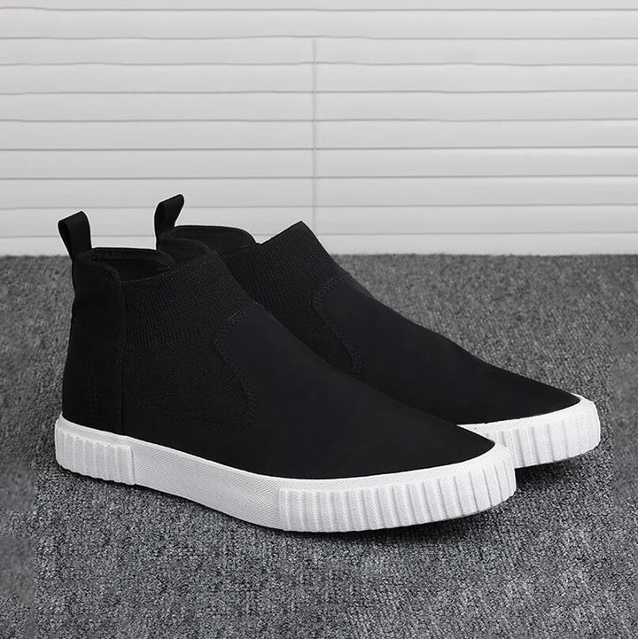 Męskie sneakersy z płótnem w stylu high-top – Lennard-Czarny Czerwony-39-Trend Polska