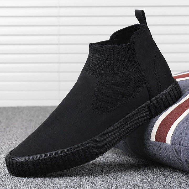 Męskie sneakersy z płótnem w stylu high-top – Lennard-Czarny Czerwony-39-Trend Polska