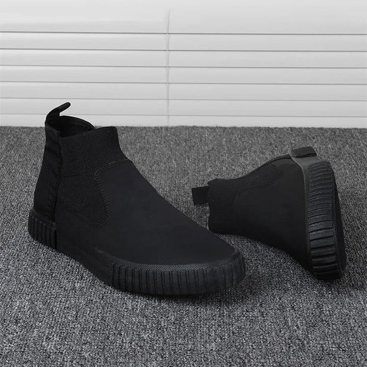 Męskie sneakersy z płótnem w stylu high-top – Lennard-Czarny Czerwony-39-Trend Polska
