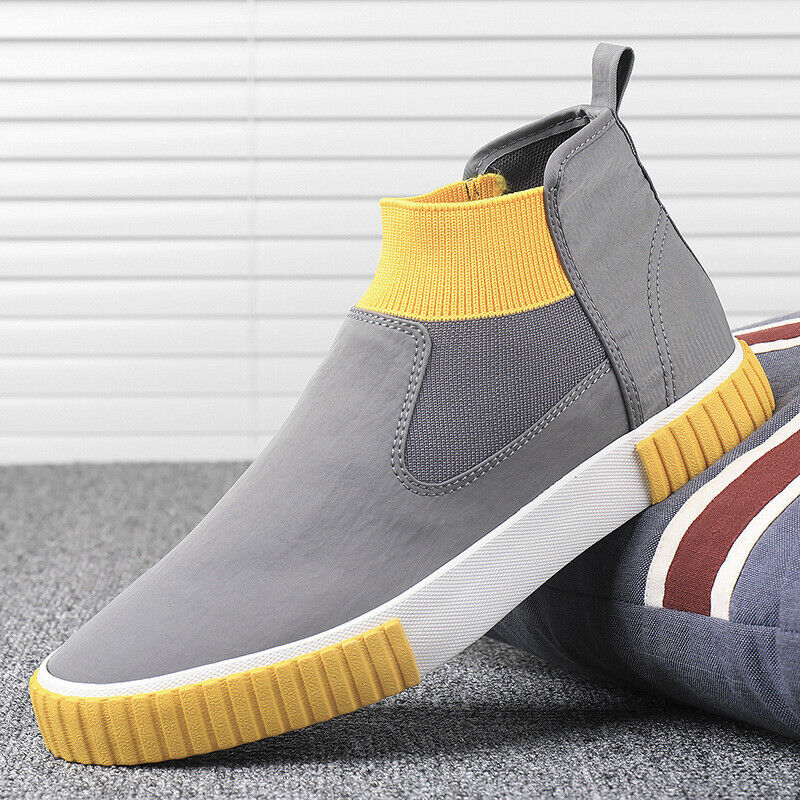 Męskie sneakersy z płótnem w stylu high-top – Lennard-Czarny Czerwony-39-Trend Polska