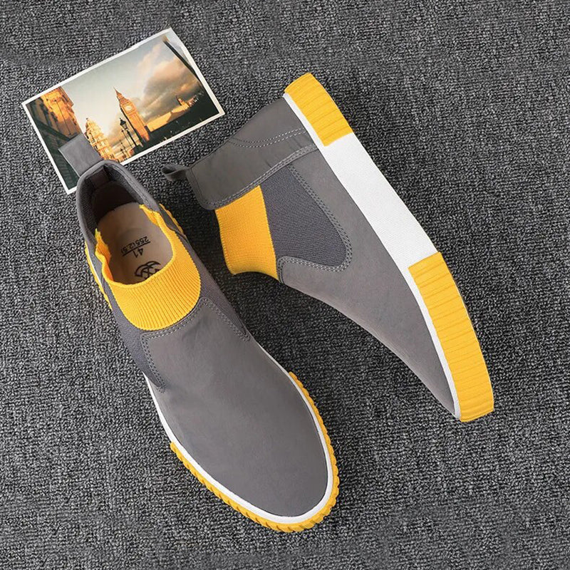 Męskie sneakersy z płótnem w stylu high-top – Lennard-Czarny Czerwony-39-Trend Polska