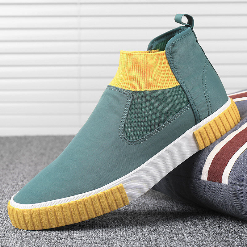 Męskie sneakersy z płótnem w stylu high-top – Lennard-Czarny Czerwony-39-Trend Polska