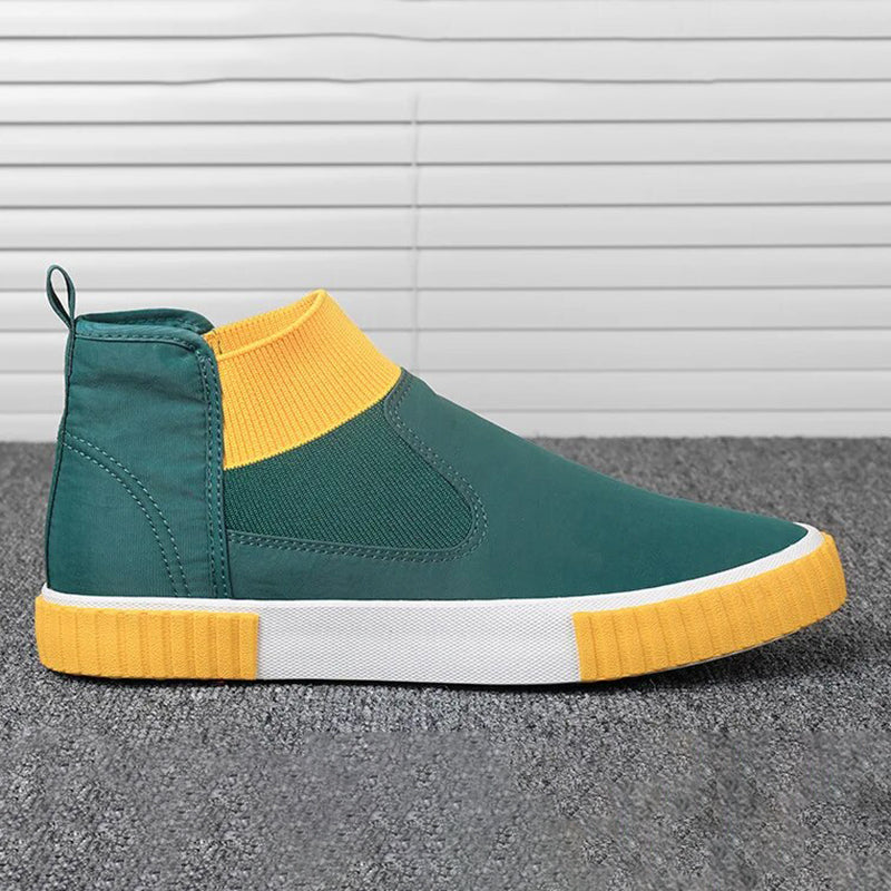 Męskie sneakersy z płótnem w stylu high-top – Lennard-Czarny Czerwony-39-Trend Polska
