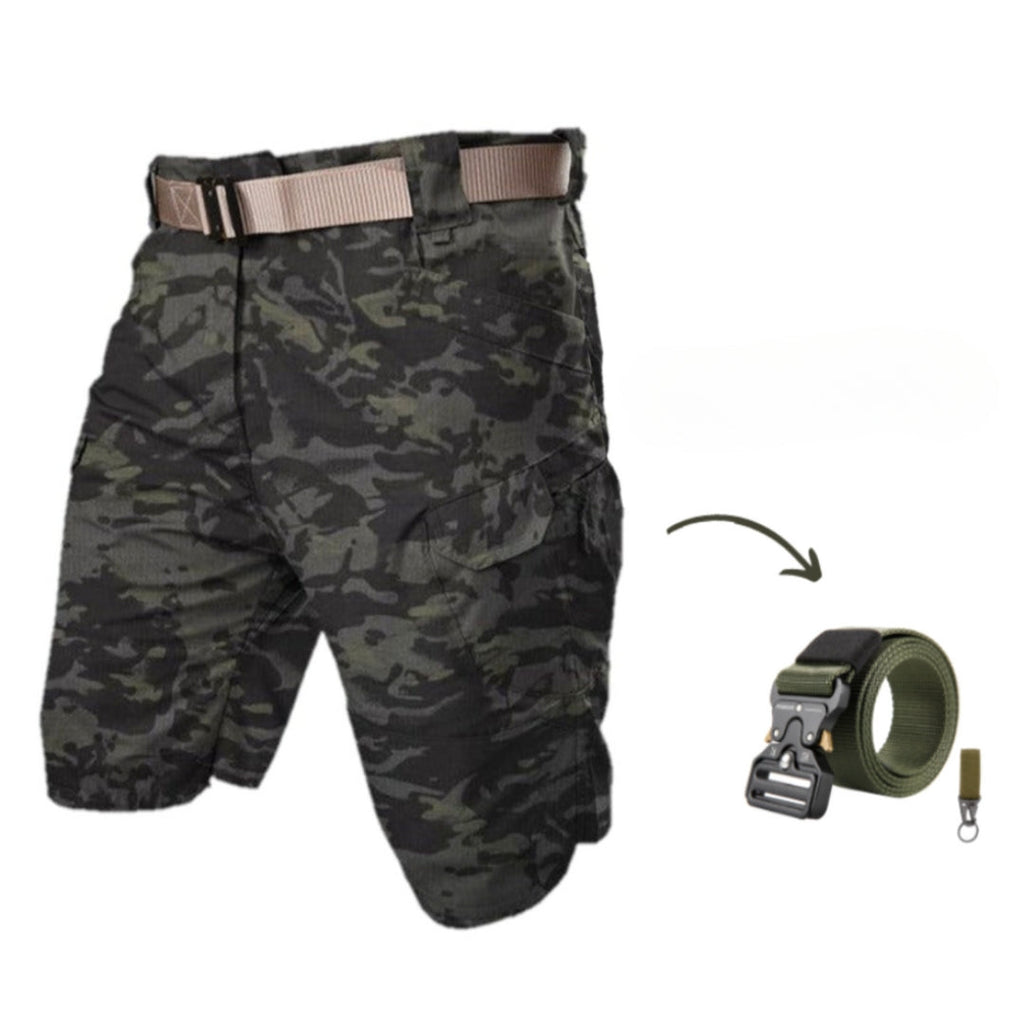 Męskie szorty cargo z 7 kieszeniami i darmowym paskiem – Taro-Zielony militarny + pasek-S-Trend Polska
