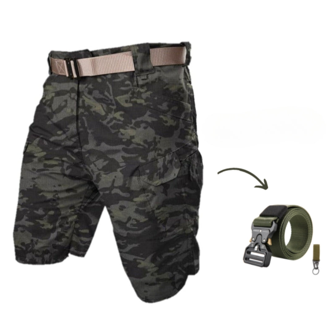 Męskie szorty cargo z 7 kieszeniami i darmowym paskiem – Taro-Zielony militarny + pasek-S-Trend Polska