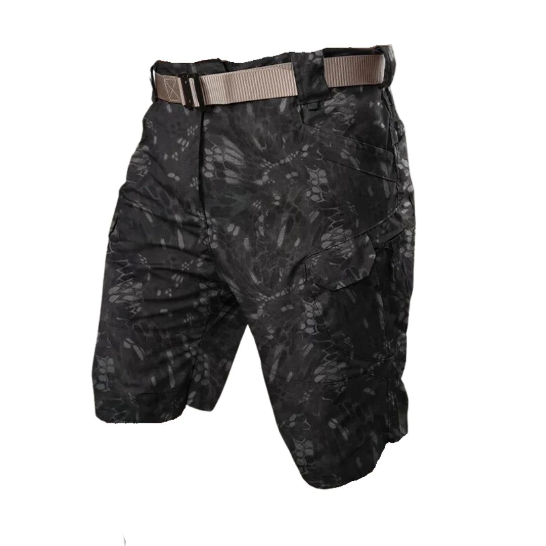 Męskie szorty outdoorowe z 6 kieszeniami zapinanymi na zamek - FlexTrek Cargo Shorts-Czarny-S-Trend Polska
