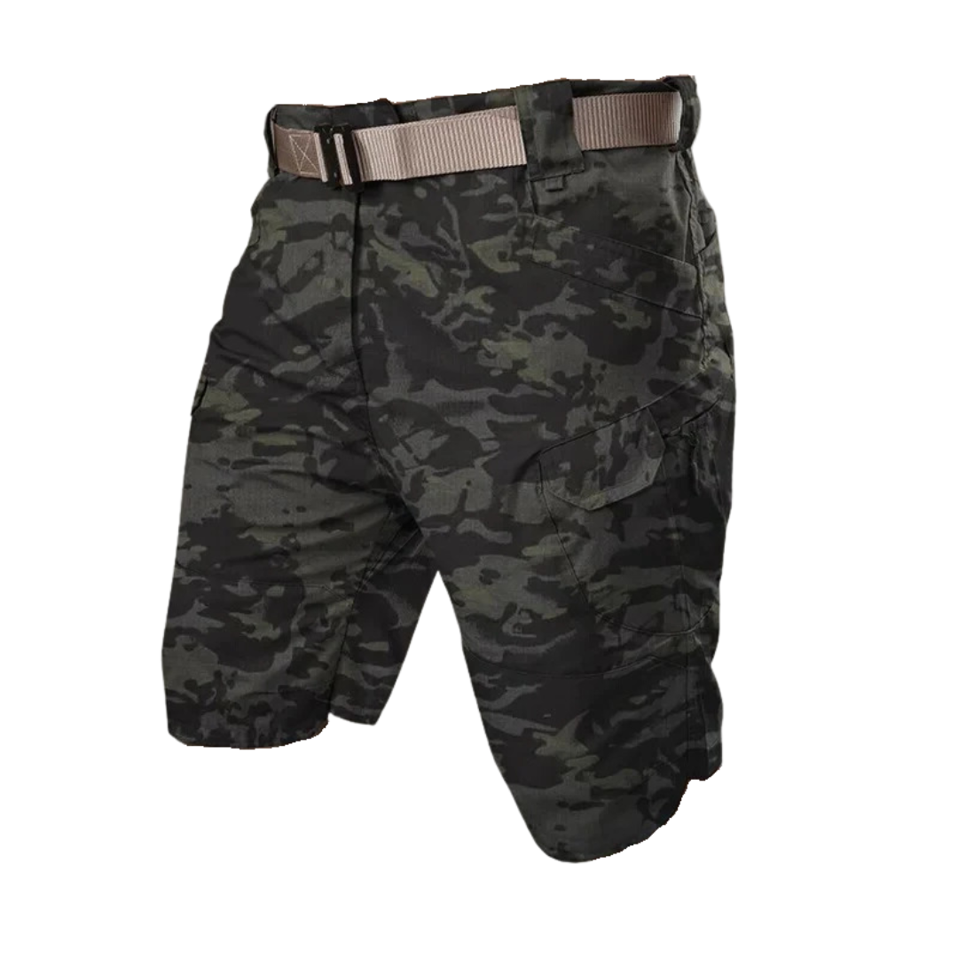 Męskie szorty outdoorowe z 6 kieszeniami zapinanymi na zamek - FlexTrek Cargo Shorts-Szary b-S-Trend Polska