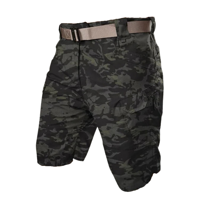Męskie szorty outdoorowe z 6 kieszeniami zapinanymi na zamek - FlexTrek Cargo Shorts-Szary b-S-Trend Polska