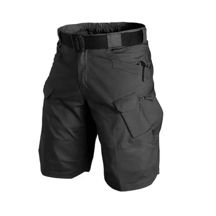 Męskie szorty outdoorowe z 6 kieszeniami zapinanymi na zamek - FlexTrek Cargo Shorts-Szary-S-Trend Polska
