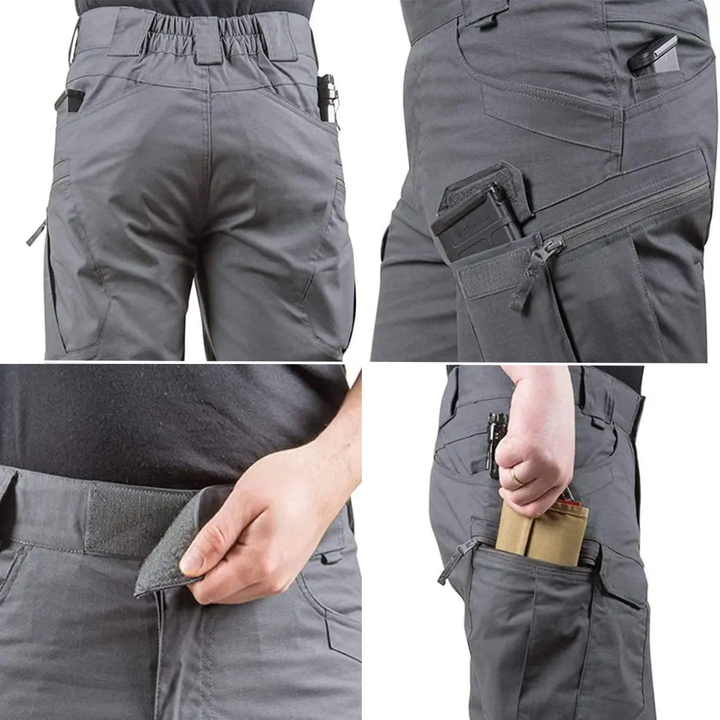 Męskie szorty outdoorowe z 6 kieszeniami zapinanymi na zamek - FlexTrek Cargo Shorts-ciemnobrązowy-S-Trend Polska